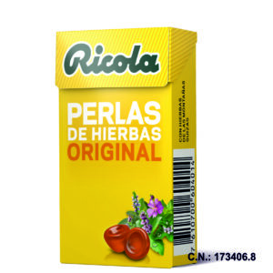 RICOLA PERLAS SIN AZUCAR HIERBAS ORIGINAL - 25GR.