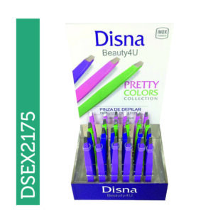 EXP. DISNA 24 PINZAS DEPILAR INOX COLORES