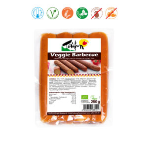 SALCHICHAS VEGGIE BARBACOA AHUM SPICY BIO - 250GR.
