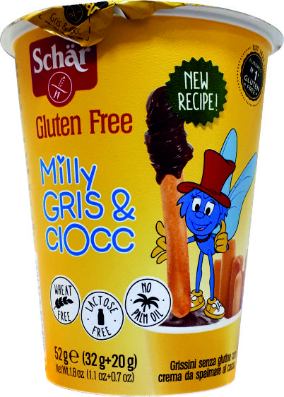 MILLY GRIS & CIOCC SIN GLUTEN - 52GR.