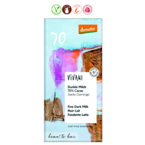 TABLETA CHOCOLATE NEGRO CON LECHE 70% DEMETER - 90GR.