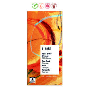 TABLETA CHOCOLATE NEGRO 70% CON NARANJA - 80GR.