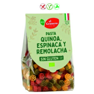 PASTA QUINOA ESPINACA Y REMOLACHA SIN GLUTEN - 250GR.