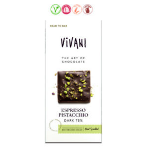 CHOCOLATE NEGRO 75% CAFE PISTACHO - 80GR.